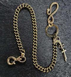 24WCB-TB001BB : BRASS WALLET CHAIN / Flintlock Pis