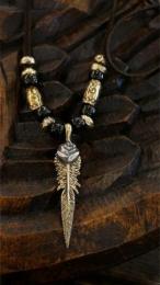 16NT-FE204 : PENDANT / FEATHER & ROSE