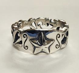 25R-MFCST001SS : RING / FLOWER CARVING / STAR