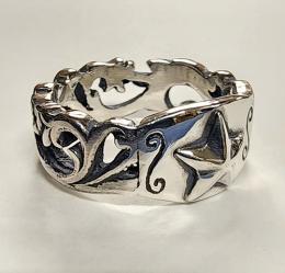25R-MFCST001SS : RING / FLOWER CARVING / STAR