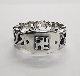 25R-MFCMZ001SS : RING / FLOWER CARVING / MANJI