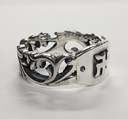 25R-MFCMZ001SS : RING / FLOWER CARVING / MANJI