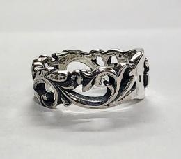 25R-MFCMZ001SS : RING / FLOWER CARVING / MANJI
