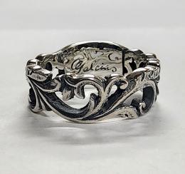 25R-MFCMZ001SS : RING / FLOWER CARVING / MANJI