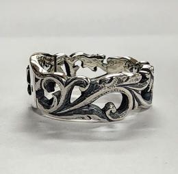 25R-MFCMZ001SS : RING / FLOWER CARVING / MANJI