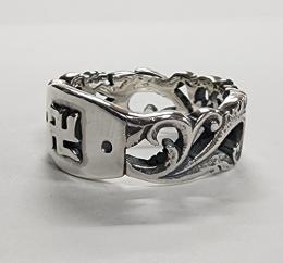 25R-MFCMZ001SS : RING / FLOWER CARVING / MANJI