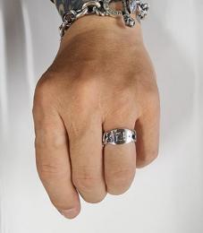 25R-MFCMZ001SS : RING / FLOWER CARVING / MANJI