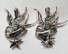 20NT-OSSW005SS : PENDANT/SWALLOW & STAR/LARGE
