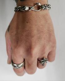 22C-BR-CS001SS : BRACELET/CALAVERA HEAD&SNAKE HOOK