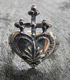 19R-HT001SS : HEART & CROSS,AGAVE / RING