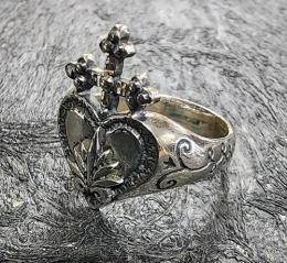 19R-HT001SS : HEART & CROSS,AGAVE / RING