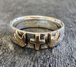 GPR01F : CROSS & SWALLOW PAIR RING (FLAT TYPE)