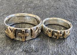 GPR01F : CROSS & SWALLOW PAIR RING (FLAT TYPE)