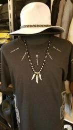 18NTC-FE002SB : 3FEATHER & BEADS & LEATHER STRAPS