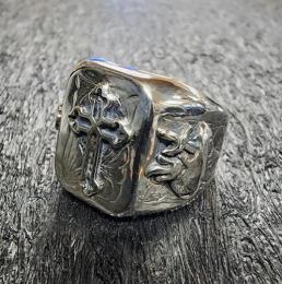 18R-RE202SS : RECTANGLE RING / CROSS & 2HEARTS