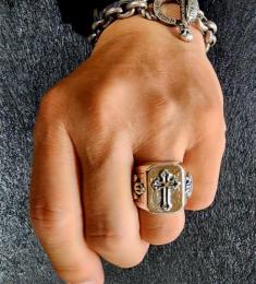 18R-RE202SS : RECTANGLE RING / CROSS & 2HEARTS