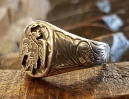 18R-OVEG002 : OVAL ENGRAVING RING /MEXICAN EAGLE