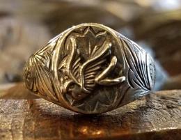 18R-OVEG004SS : OVAL ENGRAVING RING /SWALLOW-L