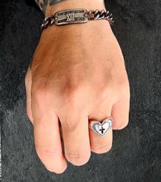 R-16HT001 : HEART & CROSS RING