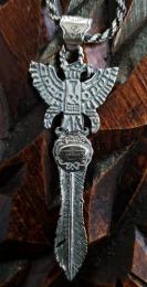 19NT-ME001SS : PENDANT/ MEXICAN EAGLE & FEATHER
